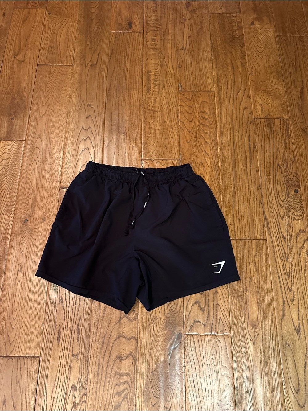 Gymshark Men’s Black Athletic Shorts with White Logo